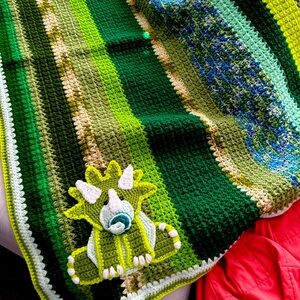 Crocheted Baby Blanket w/ Dino 🦖